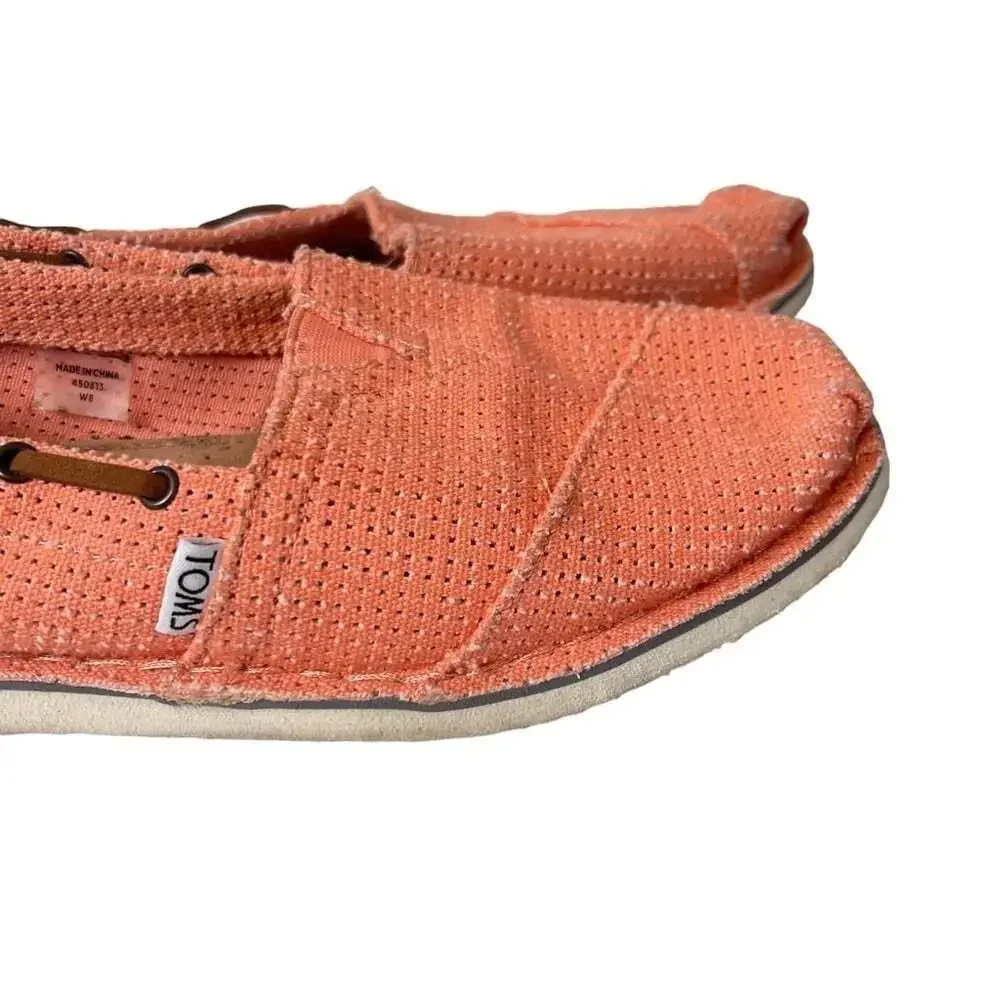 TOMS Orange Burlap Espadrille Flats Womens 8 Slip On Casual Canvas Shoes